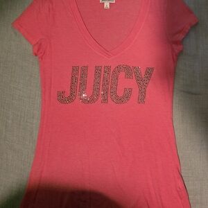Juicy Couture Pink V-Neck T-Shirt